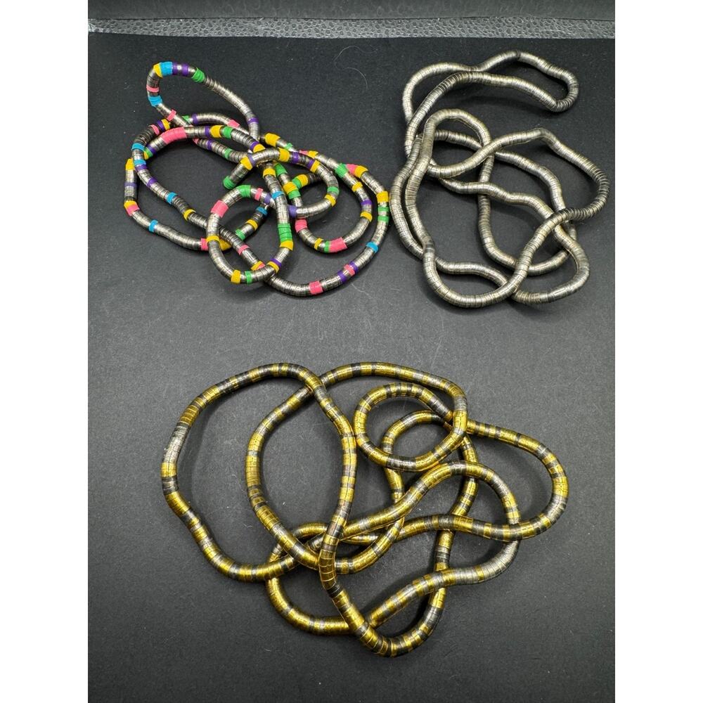 Vintage Silver Gold & Rainbow Women's Metal Coil Bendable Snake Necklaces